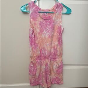 Girl’s pink  and Orange Tie-Dye Sleeveless Romper